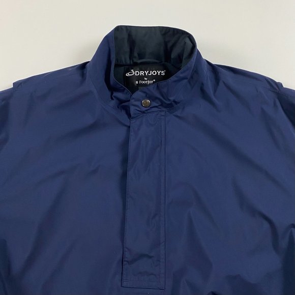 FootJoy DryJoys Short Sleeve 1/2 Zip Pullover Rain Shirt Jacket Mens Medium Blue - Picture 3 of 12